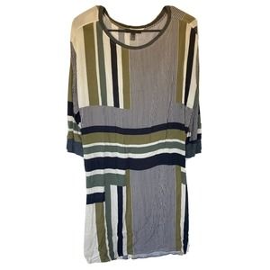 MNG Collection Sheath Dress Womens Sz S Longsleeve Stripe Colorblock Viscose
